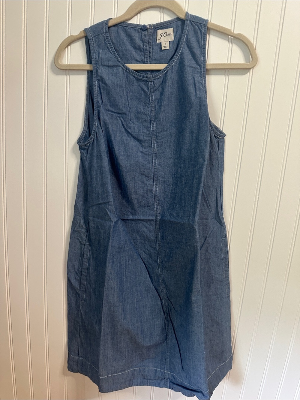J. Crew Denim Sleeveless Shift Dress - Blue